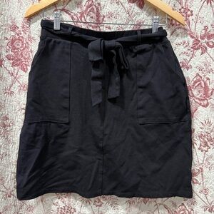 Gilli Black Tie Waist Skirt Utility Pockets Size Large